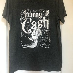 NWOT, Johnny Cash T-Shirt, Scoop Neck, Gray with White Lettering